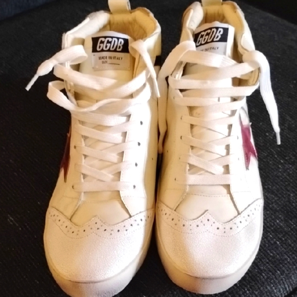 Golden Goose /Midstar High-Top Sneakers - White and Pink Star